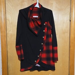 Plaid Black and Red Women's Jacket